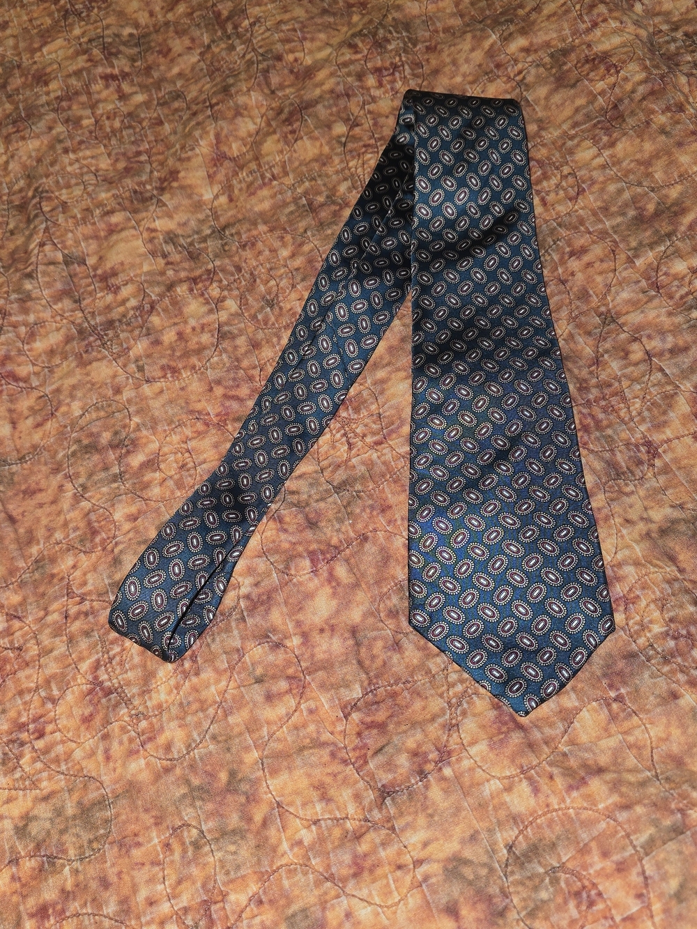 VTG Christian Dior Monsieur Silk Tie Geometric Medallion Blue Teal NWT Dillard’s